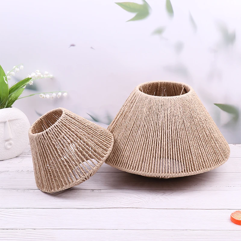 1Pc Straw Woven Vintage Lampshade Hanging Lamp Cover Rustic Lamp Shade For Home Hotel Restaurant Braided