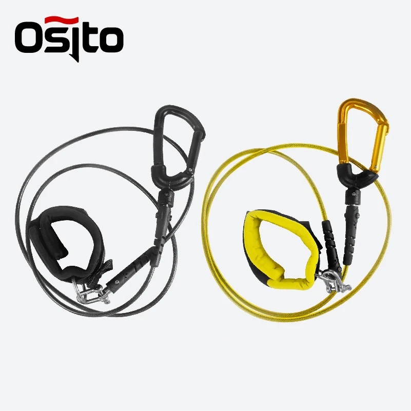 Freediving Lanyard Safety Rope Stainless Steel Swivel Carabiner Depth Training Line