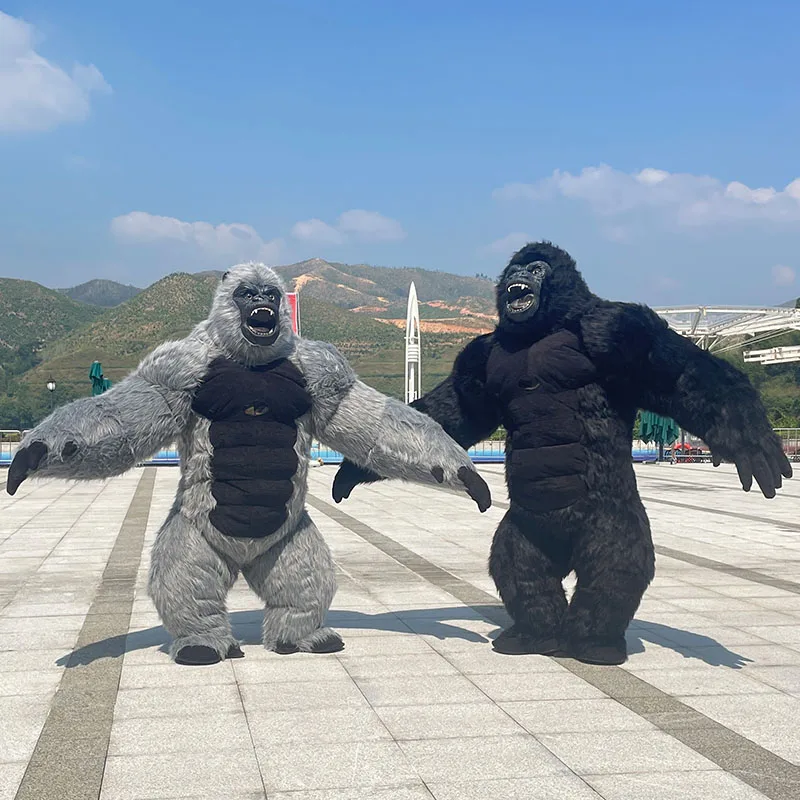2M/2,6M/3M Aufblasbares Großes King Kong Gorilla Maskottchen Kostüm für Cosplay, Party, Werbung, Plüsch-Cartoon-Puppe, Erwachsenen-Fursuit