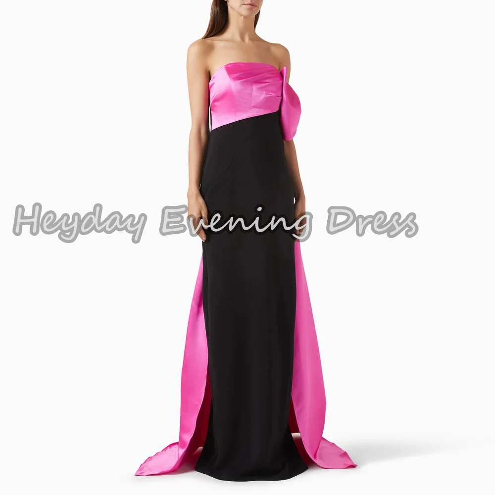 

Heyday Crepe Mermaid Strapless Pleats Floor Length Simple Saudi Evening Dresses For Women 2025 With One-shoulder Arab Party Gown