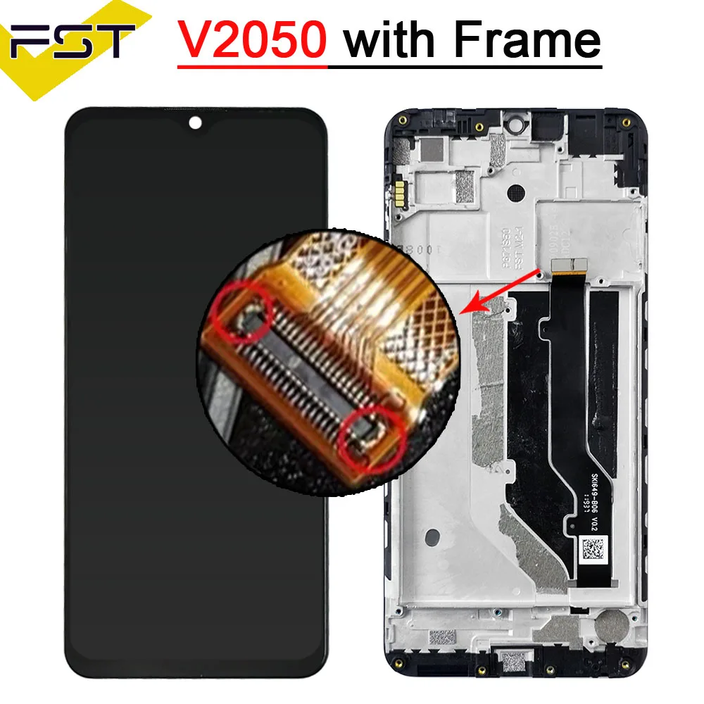 6.49 inch For ZTE Blade 20 Smart V1050 V2050 LCD Display And Touch Screen Digitizer Sensor Assembly with Frame For Blade20 Smart