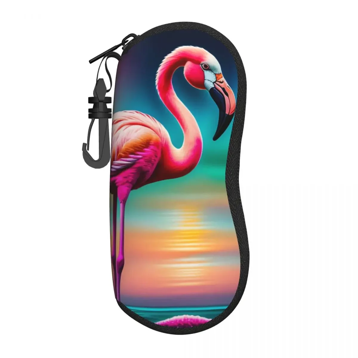 Pink Flamingo Glasses Case blue sky sun Sunglasses  Travel Fashion Eyewear Organizer Key Chain Female Eyeglass s Cover