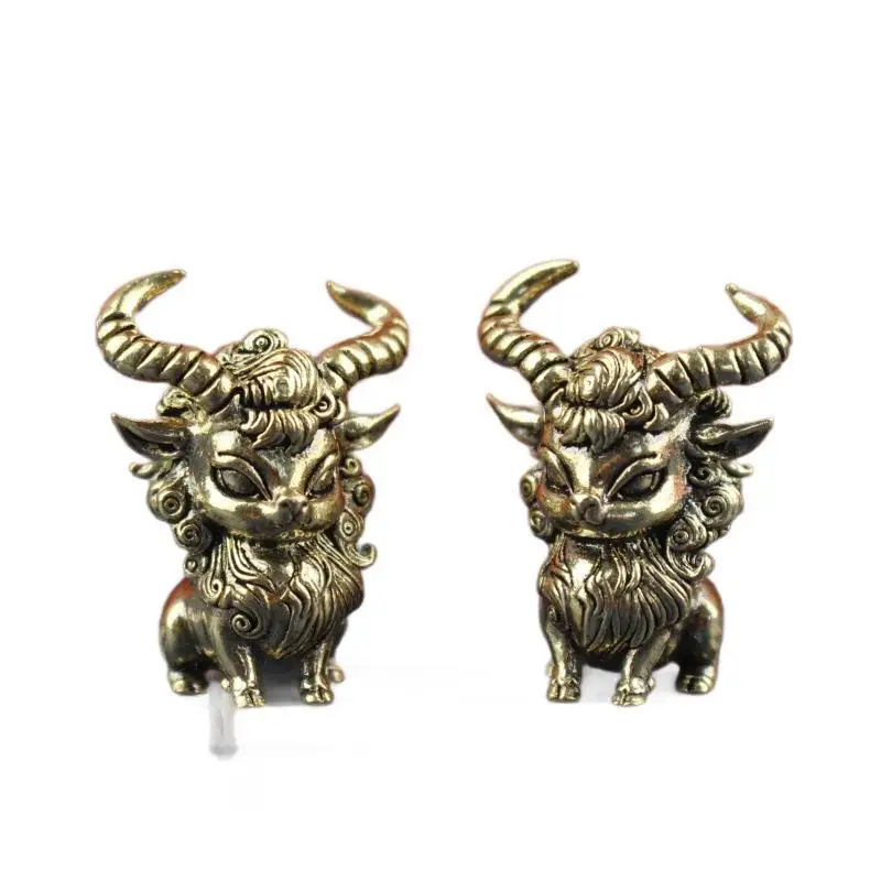 New Vintage Copper Mini Demon Sheep Statue Warcraft Theme Sheep Head Figurine Desktop Ornament Household Home Decor Accessory