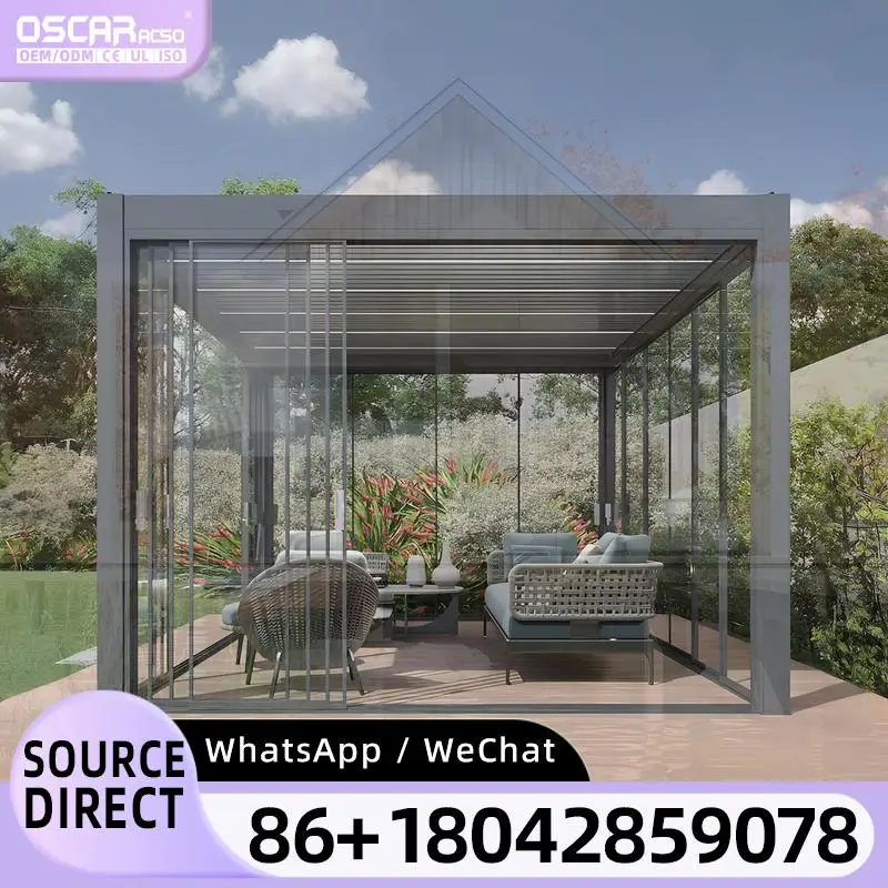 

Waterproof Remote Controlled Bioclimatic Gazebo Aluminium Pergola with LED Lights 3x3 3x4 4x3 4x6 for Garden Patio Backyard perg