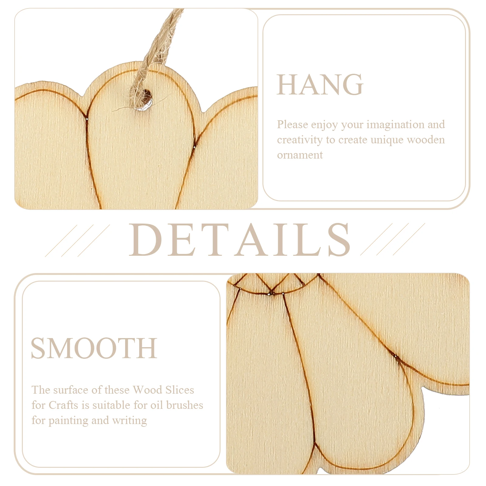 

80 Pcs Party Blank Wood Piece Pendant Unfinished Cutouts Household Ornament