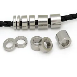 10Pcs Stainless Steel Tube Spacer Beads for Bracelet Making DIY Loose Big Hole Bead Charms Jewelry Findings Accessories Supplier