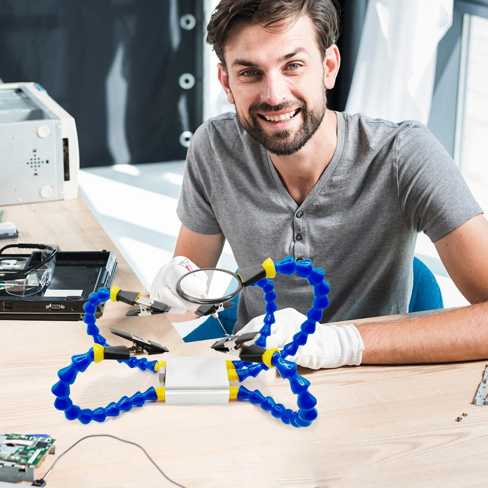 PCB Soldering Holder Adjustable 1/4In Thread Welding Auxiliary Tool Flexible Arms Soldering Tool for Soldering/Repairing Tools