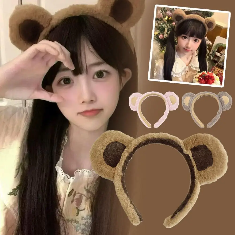 

Furry Bear Headbands Elastic Hair Decoration For Daily Wear And Festivities Hair Hoop Animal Bear Ears Headwear