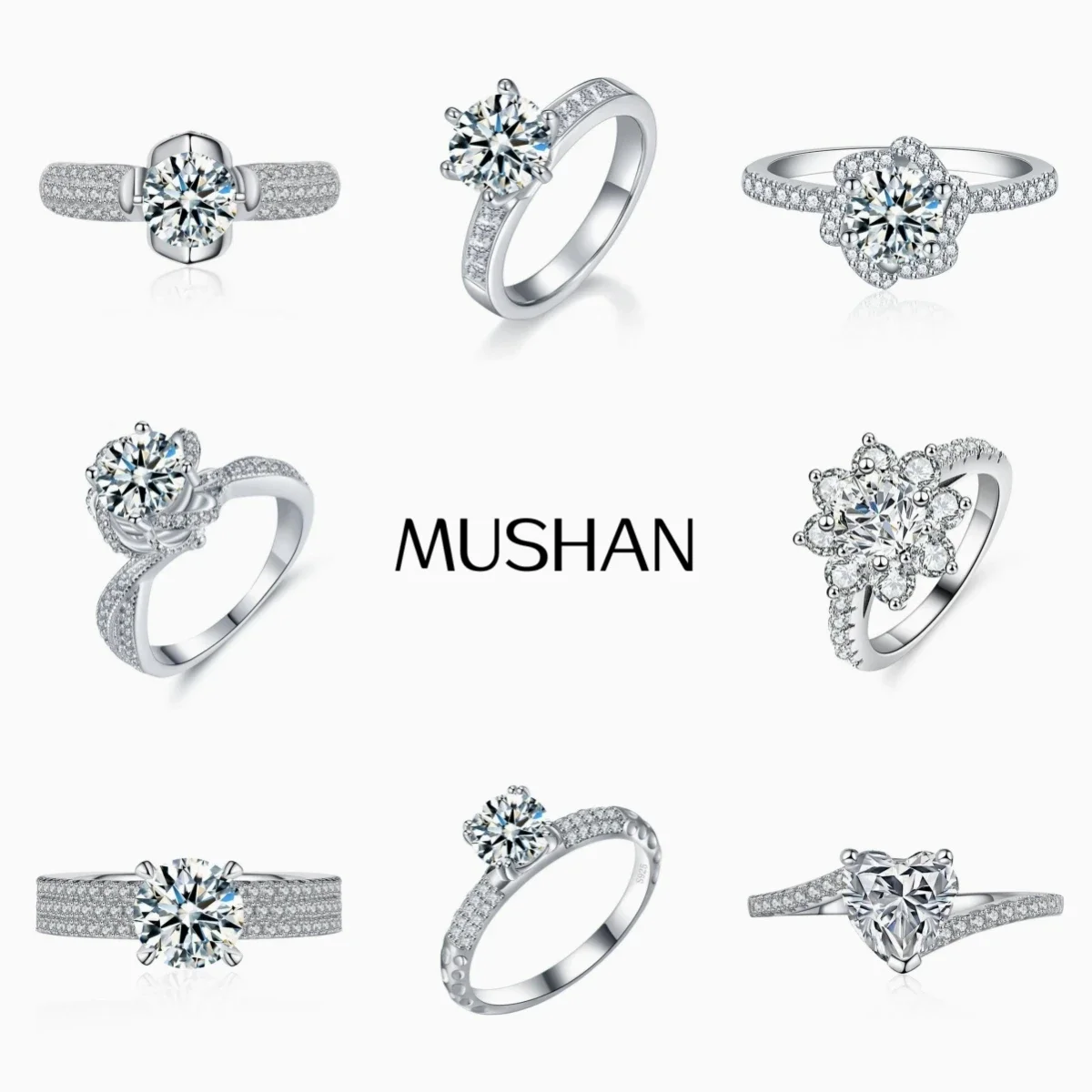 

MUSHAN Designer Jewelry 925 Sterling Silver Rings Bands Moissanite Diamond Ring For Women GRA Certificate s925 Fine Jewelry