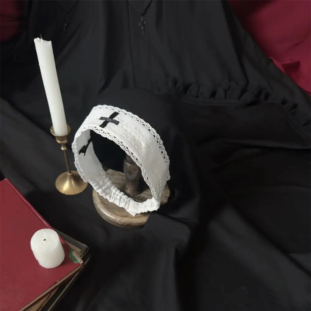 MAGOGO Donna Ragazza Copricapo nero Suora Accessori per costumi cosplay Gothic Lolita Halloween Carnevale Festa Gioco di ruolo Foulard