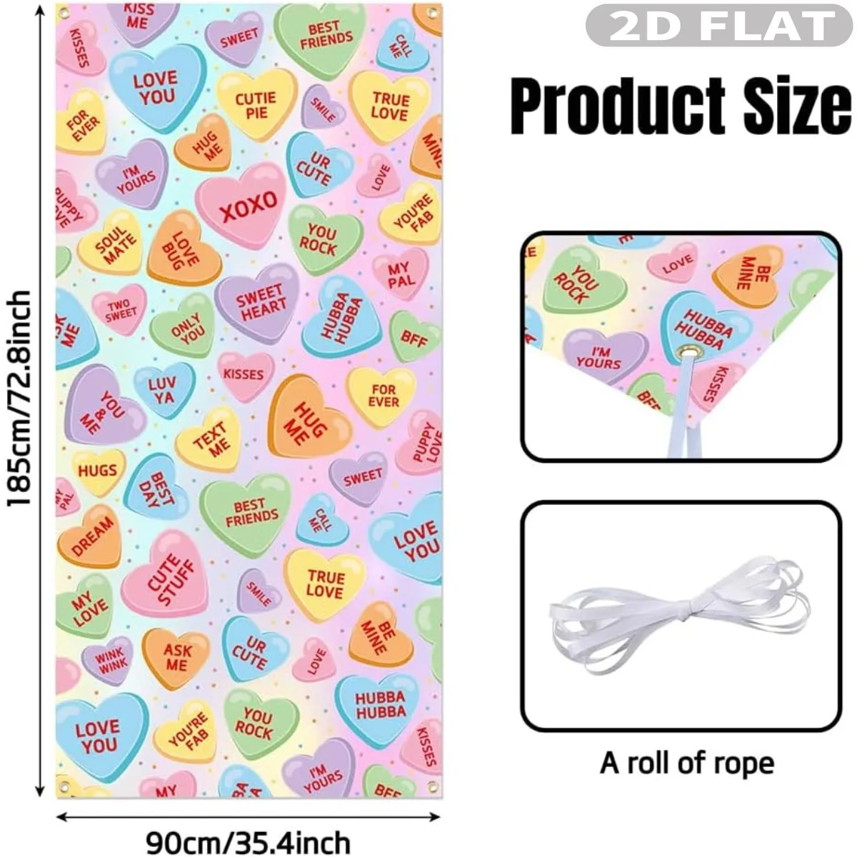1pc Happy Valentine's Party Banner Door Cover - 73x35 Inch Colorful Romantic Love Banner for Front Door, Durable Polyester