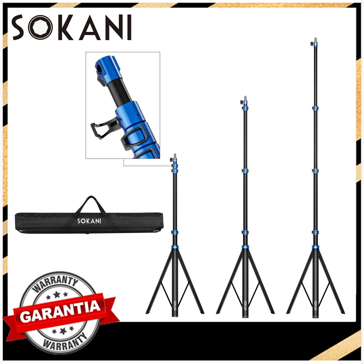 Sokani 225CM Portable Universal Tripod Aluminum Alloy Lamp Holder Light Stand for LED Video Light Key Light Camera Softbox