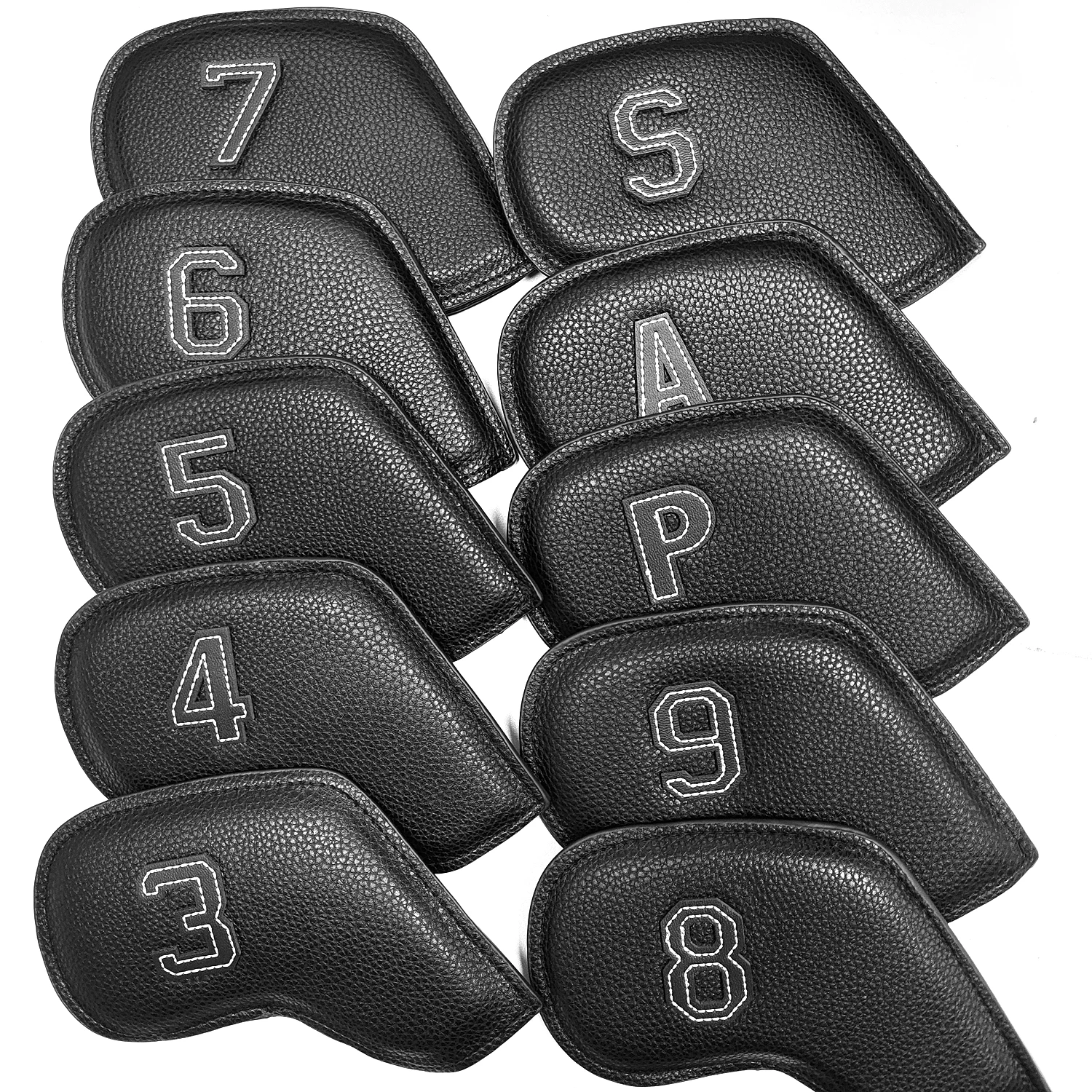 10pcs/set Golf Iron Headcover 3-9,P,S,A, Club Head Cover Embroidery Number Case Sport Golf Training Equipment Accessories