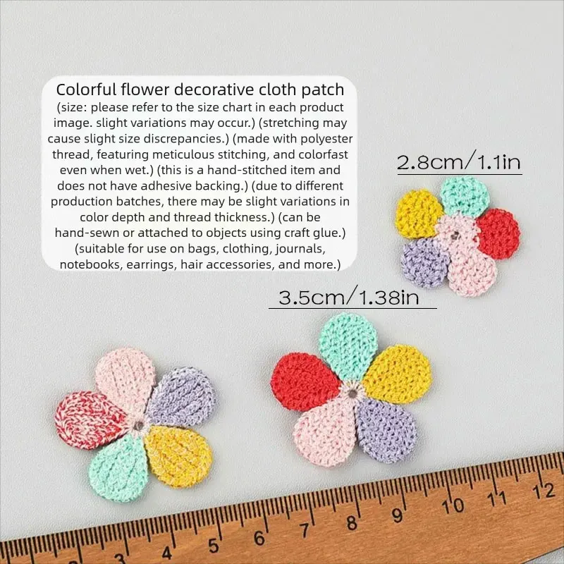 30 Stück handgenähte bunte floral bestickte Applikationen für DIY Haarspangen, Schuhblumen, Broschen, Kleidungszubehör-Patches – Detail 6