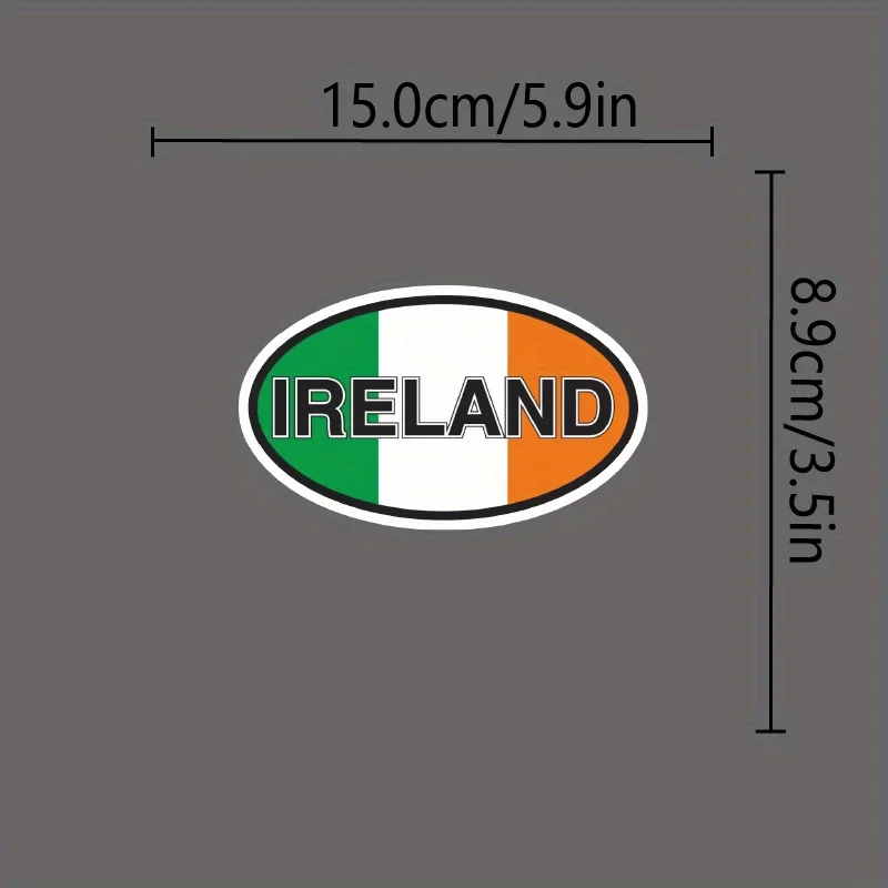 Ireland Flag Patriotic Vinyl Decal - Matte Finish, Self-Adhesive Sticker for Cars Trucks & Laptops Single-Use, Ideal for Plastic