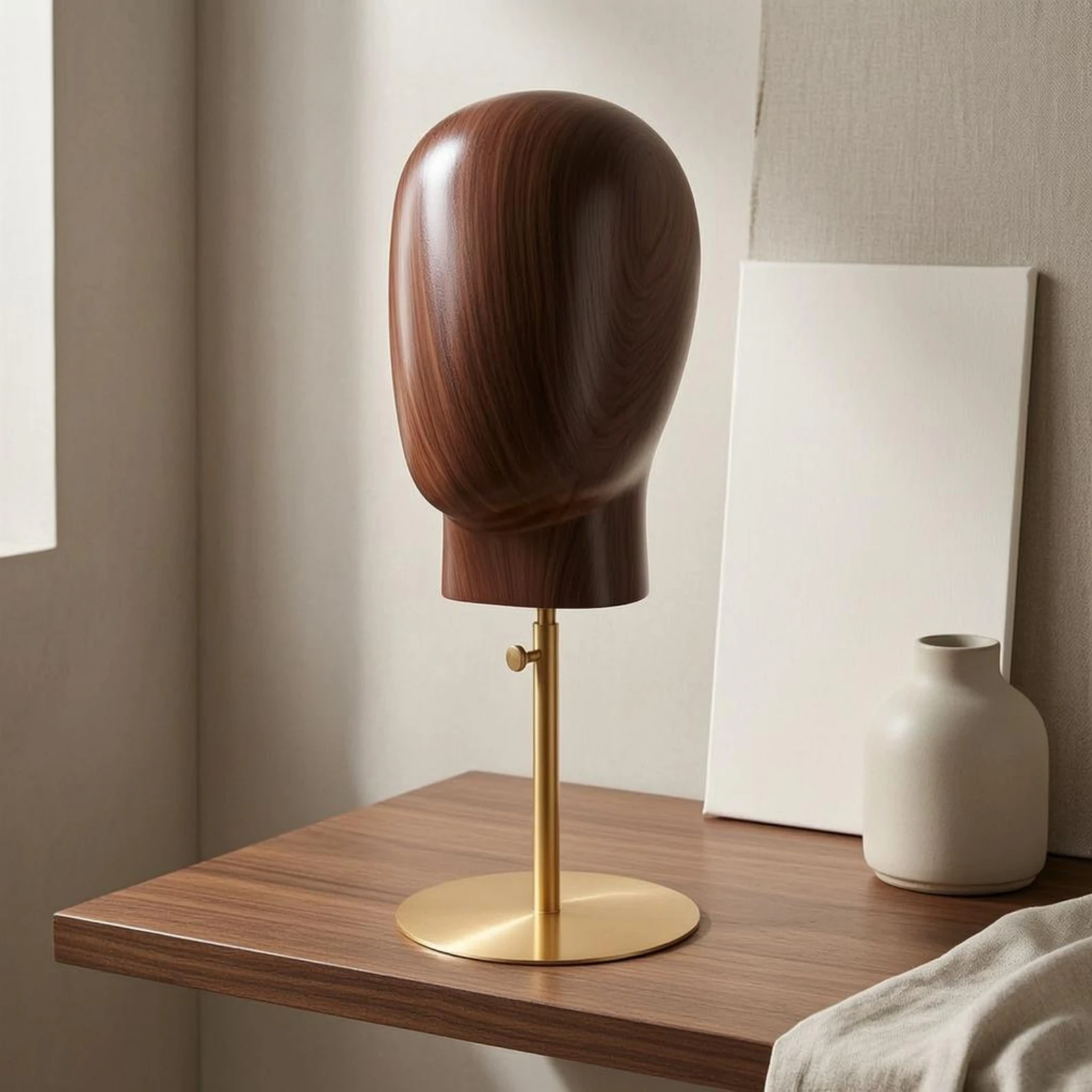 

Hat Display Stand Wood Grain Mannequin Head Stand Adjustable Head Display Fiberglass Lightweight