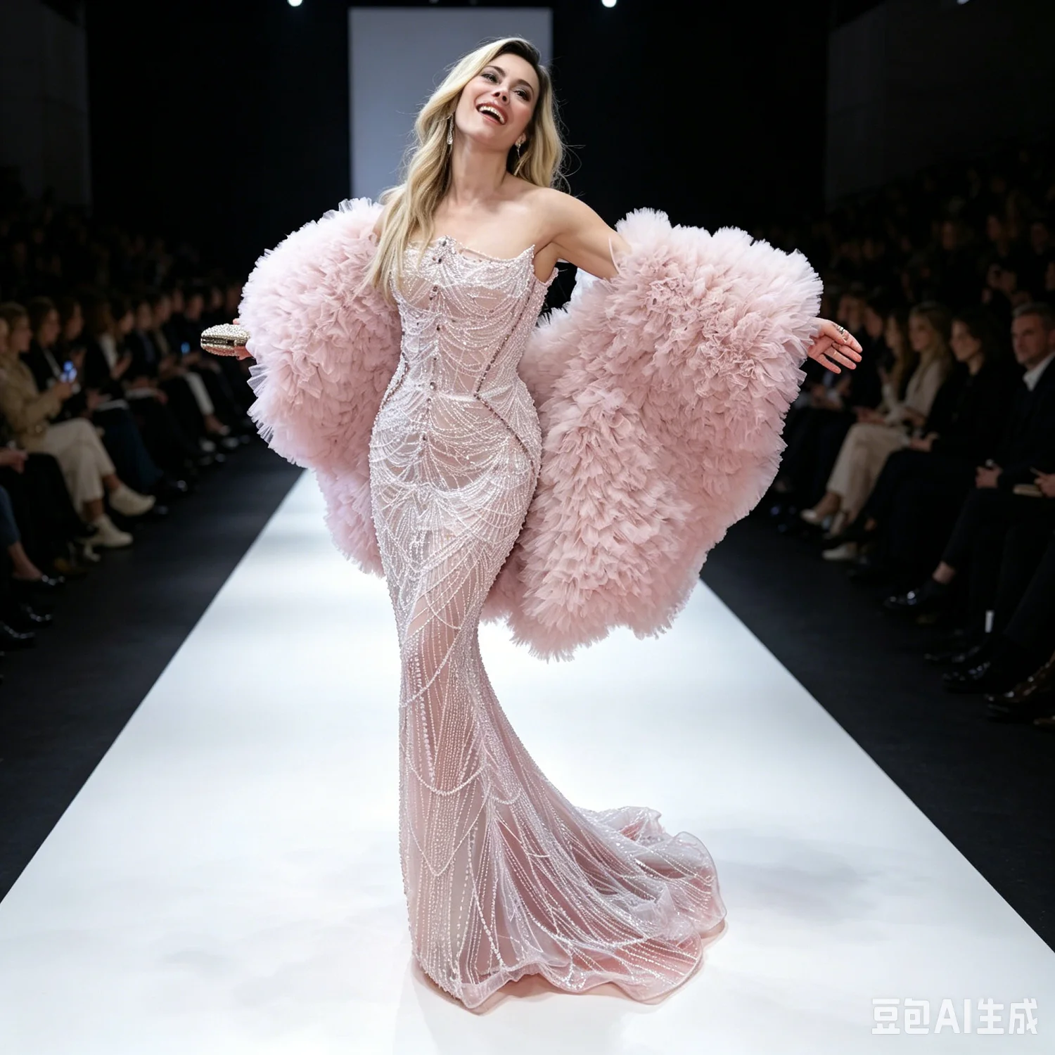 

Light Pink Oversized Fluffy Tulle Cape Open Front Tiered Ruffle Shawl Floor Length Puffy Cloud Wrap for Wedding Bridal Red Carpe