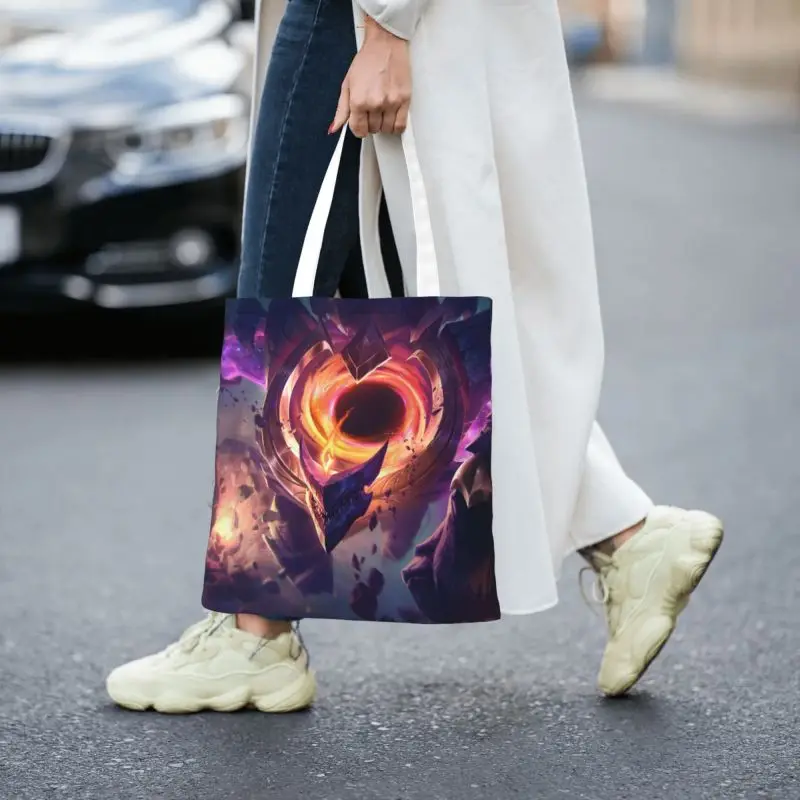 Nach League Video Spiele Legends Einkaufen Leinwand Tasche Frauen Reusable Lebensmittel Stern Malphite Tote Shopper Taschen