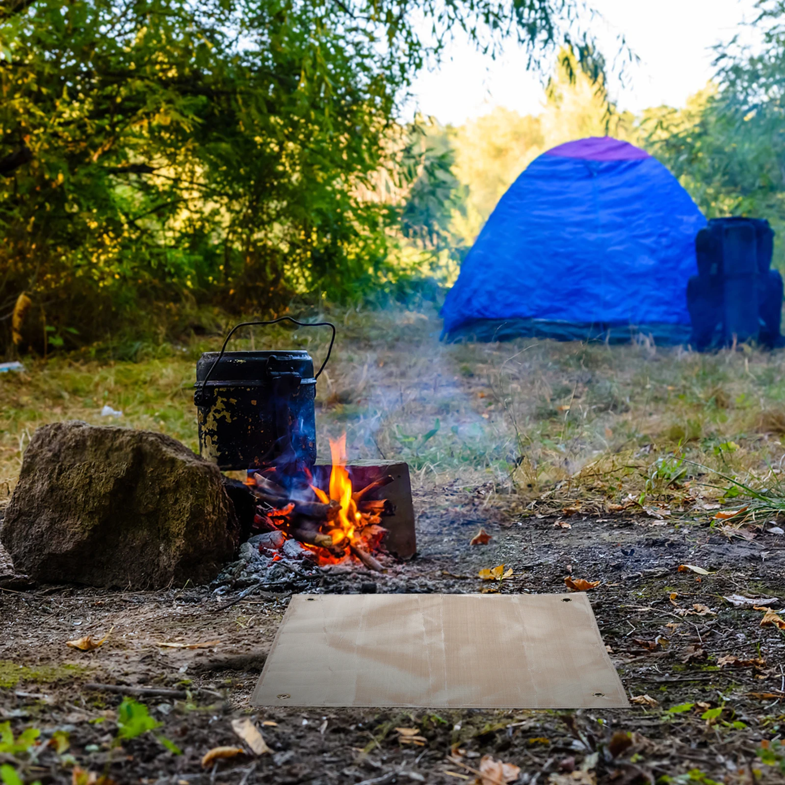 

1PC Camping Insulation Mat Fireproof Blanket Home Kitchen Heating Pit Beige Wood Stove Portable Waterproof Durable Outdoor BBQ