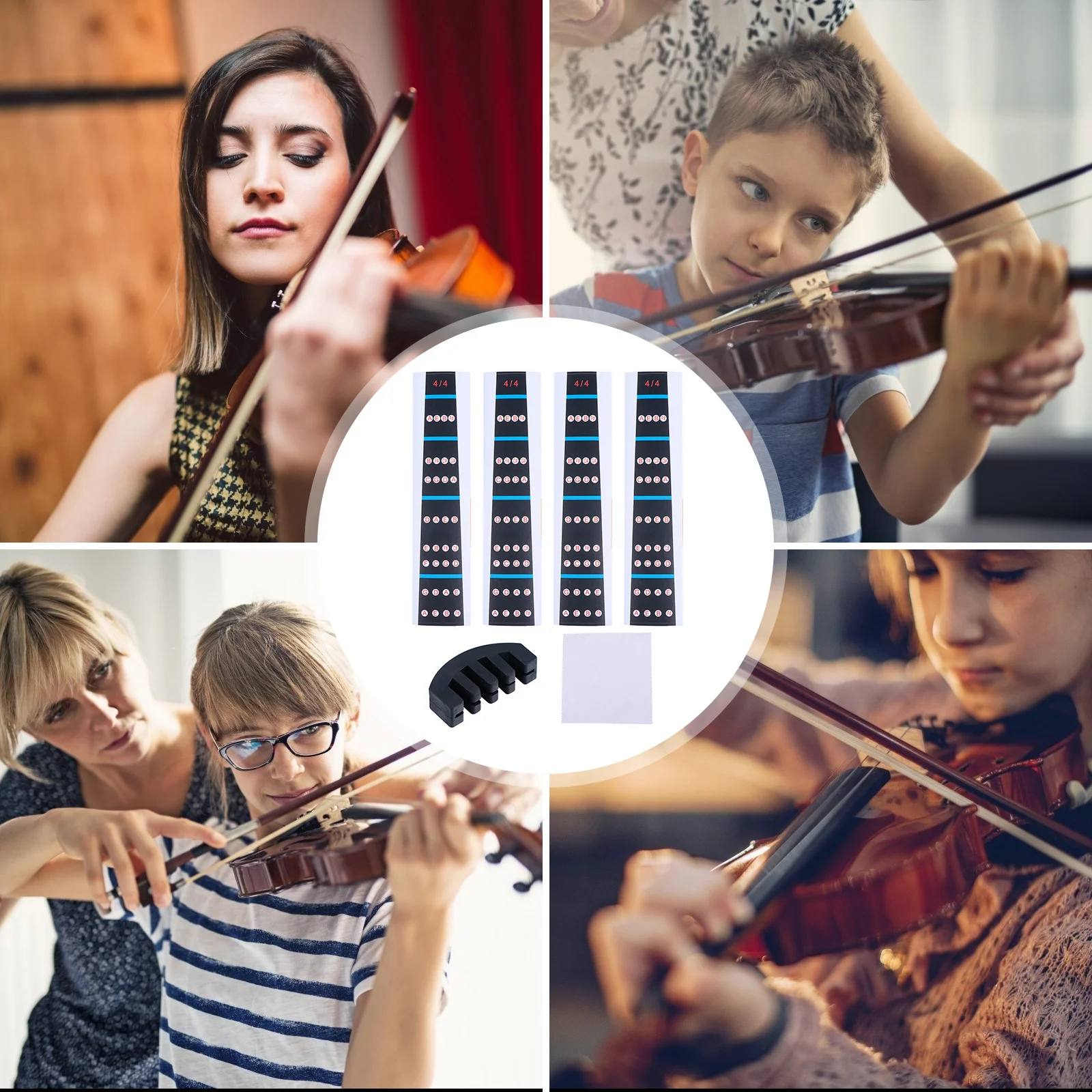

1 set Violin Finger Guide Mute Set 4/4 Full Size Fretboard Marker Sticker Notes Label Chart Practice Pack For Beginner Kids