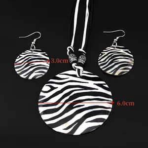 Natürlicher Schmuck Set für Frauen, Zebramuster, Halskette und Ohrringe, Geschenk Schmetterling Geschenk, Lady 8 Hauptverkäufe Zebra -Set - №7