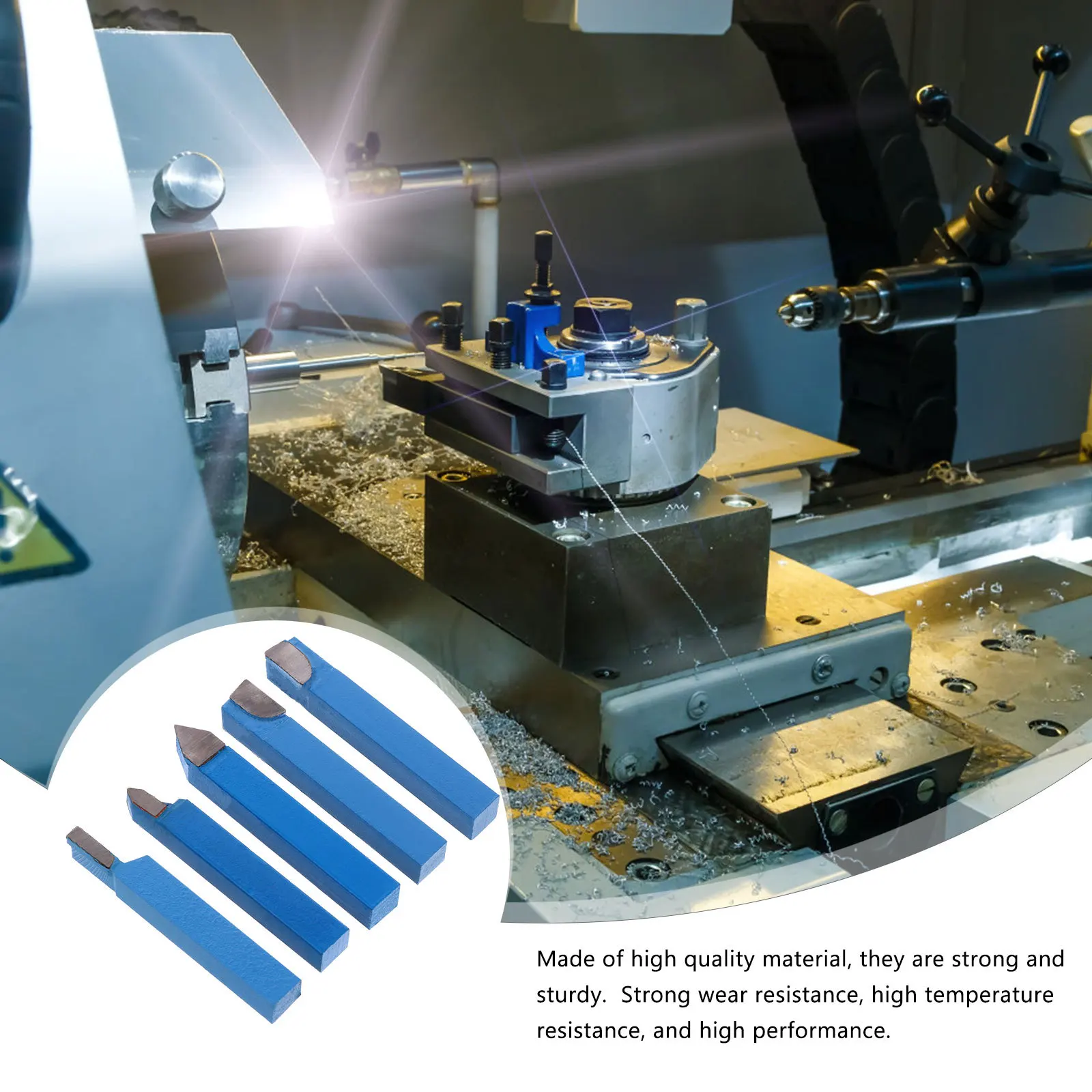 

5Pcs Industrial Grade Tungsten Steel Lathe Cutter Set Multi Function Turning Tools for General Machining Operations Lathe Bit