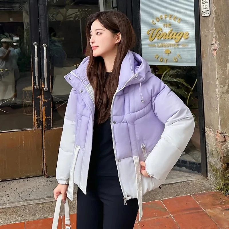 The New Winter Gradient Versatile Stylish Hooded Cotton-padded Jacket Bestseller Dopamine Sweet Coat Fashion Warm Comfortable