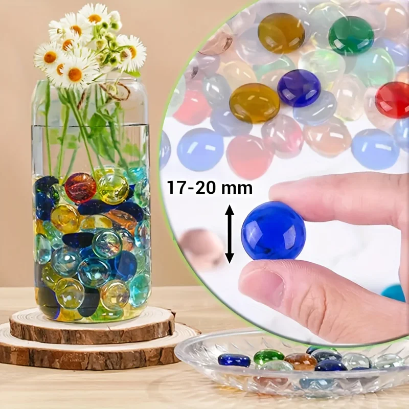 flat glass beads, Flat and round synthetic gemstone glass, Colored glass beads, Home decoration, Decorative stones for aquariums