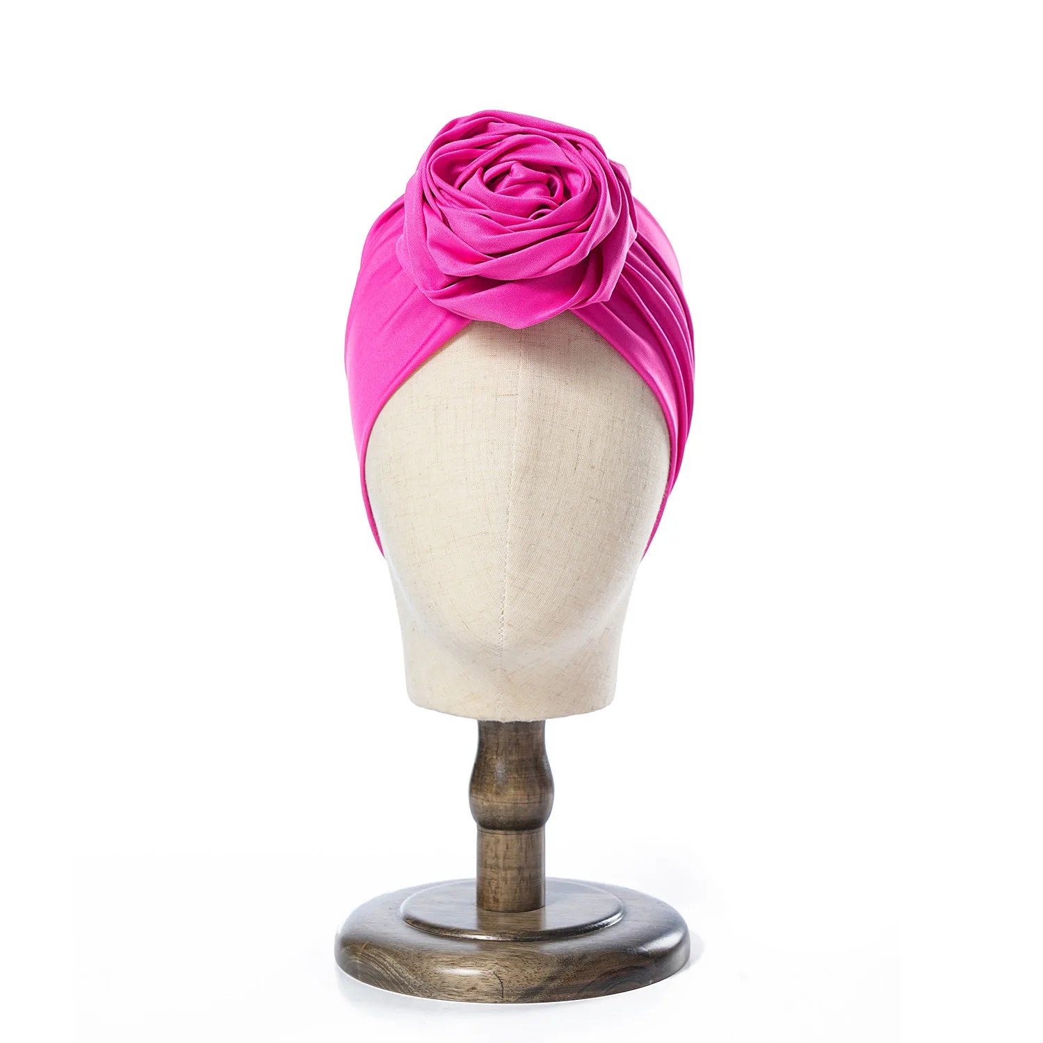 Rohes Seiden-Haarband mit großer Rose, atmungsaktiv, leicht, für afrikanische Frauen, Turban-Wickel, elastisch, Boho-Blumen-Bandana, Party-Kopfbedeckung – Detail 3