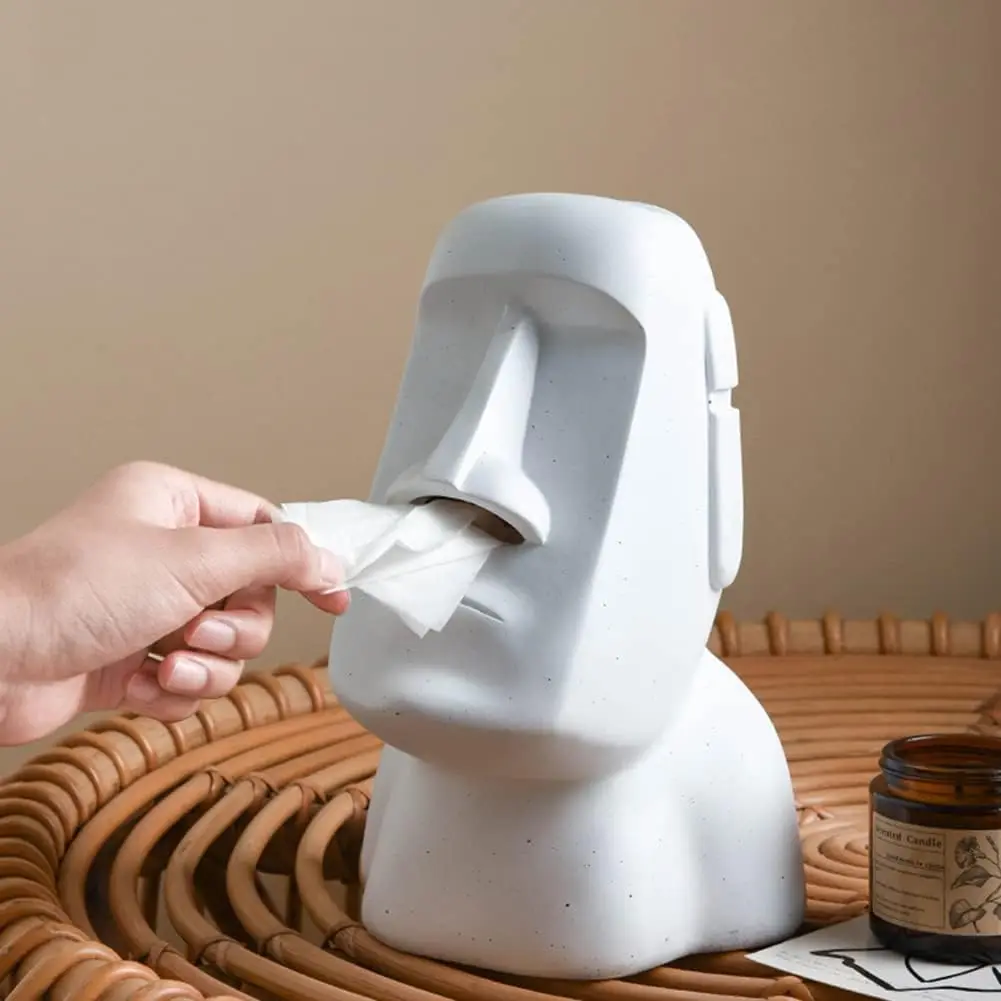 Moai Statue Tissue Box Napkin Storaet Waterproof Creative Tissue Case Napkin Case for Bar Hotel Home Cafe