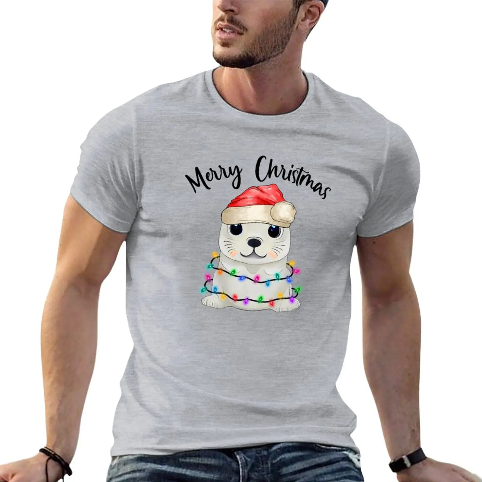 Water Seal Cute Christmas Tree Lights T-Shirt sublime t shirt black t shirts mens t shirts casual stylish