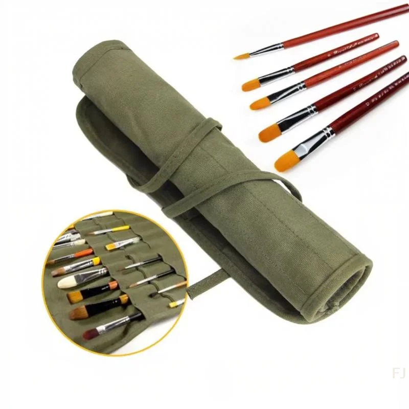 [YU]16/22 Slots Roll Up Painting Brushes Canvas Storage Bag Watercolour Calligraphy Brushes Storage Bag Pen Bag