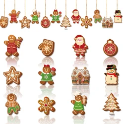 12/24pcs Christmas Gingerbread Man Ornaments Santa Claus Paper Card Gift Tag Pendant Xmas Tree Hanging Home Decorations New Year