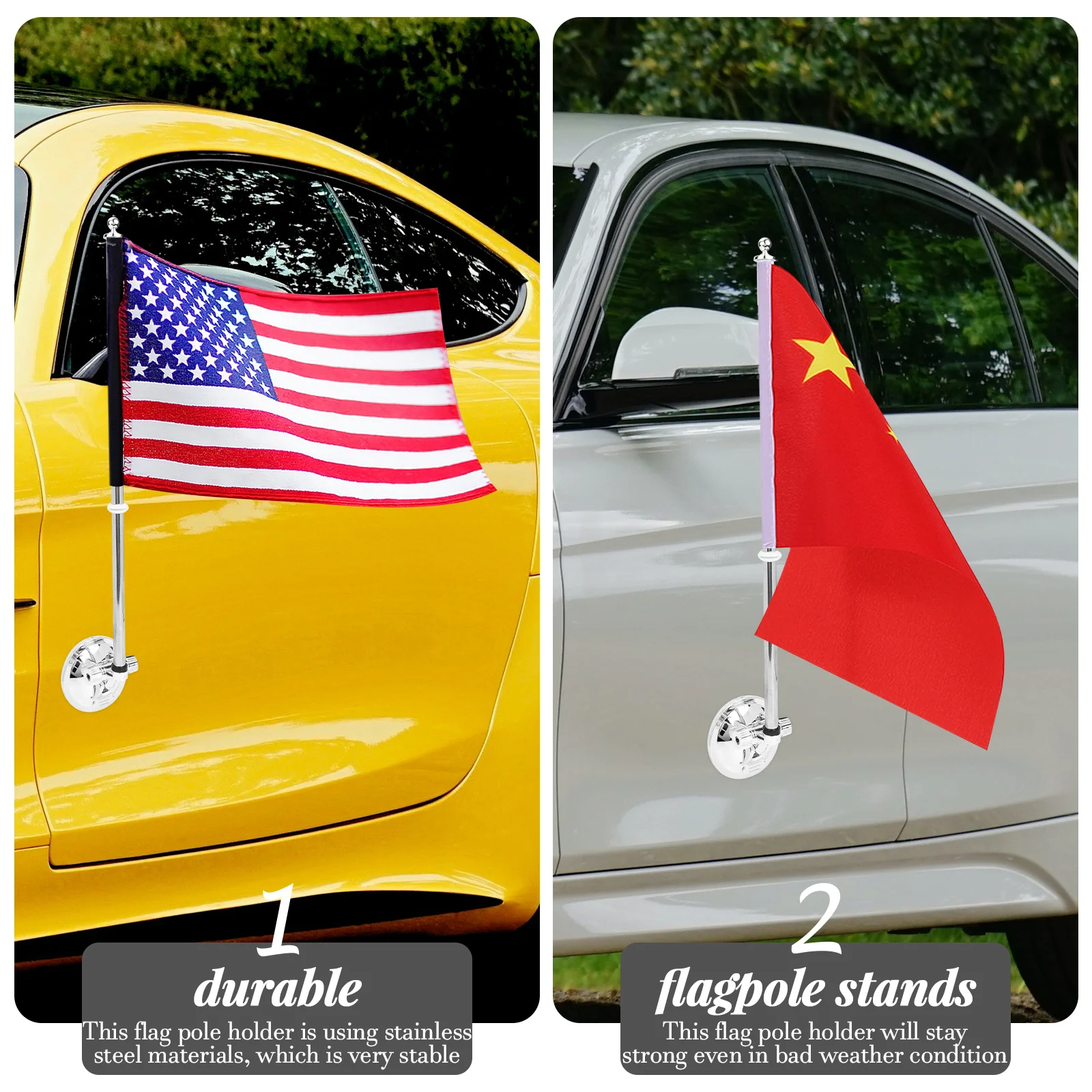 1 Piece Car Flag Holder Stainless Steel Flag Pole Bracket Cup Base Metal Stand Universal Vehicle Holder Robust for Cars