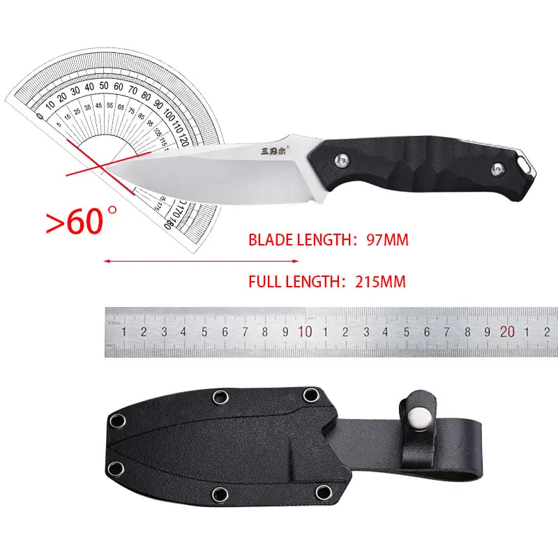 Sanrenmu S718 Fixed Blade Knife 12c27 Blade Outdoor Camping Survival Tactical Hunting with K Sheath Edc Utility Tool knives