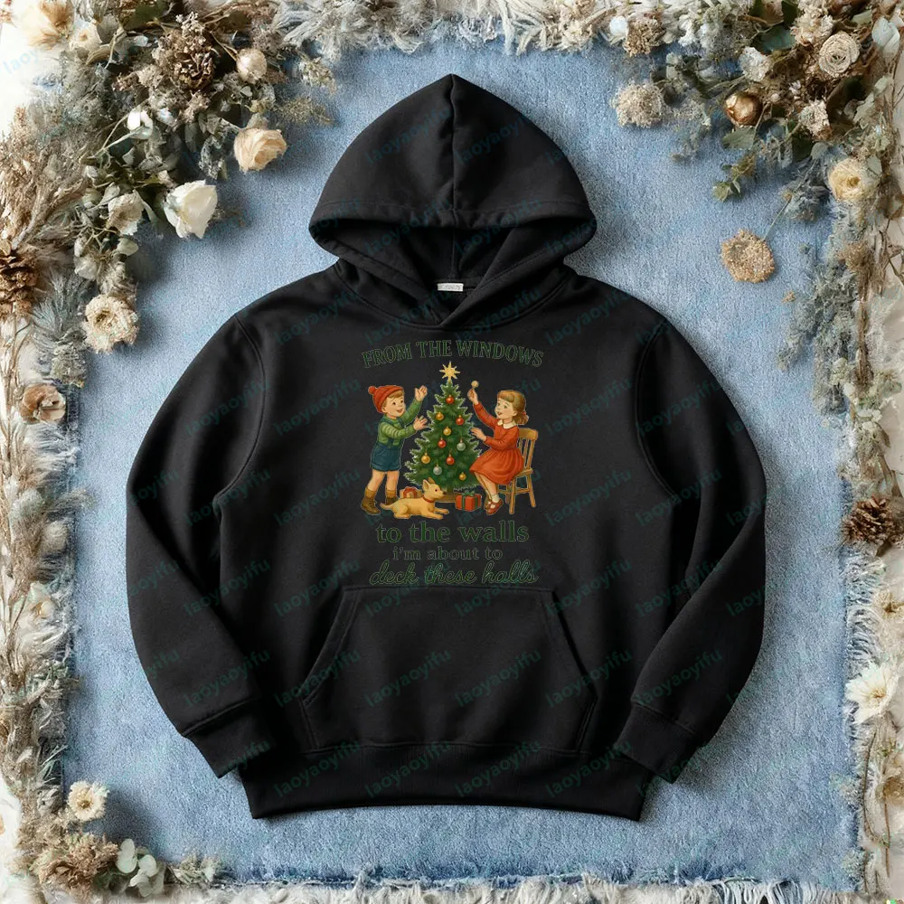 من النوافذ إلى الجدران سطح السفينة هذه القاعات الملابس الرائجة نمط عتيق للجنسين مضحك عيد الميلاد البلوز عطلة هوديي