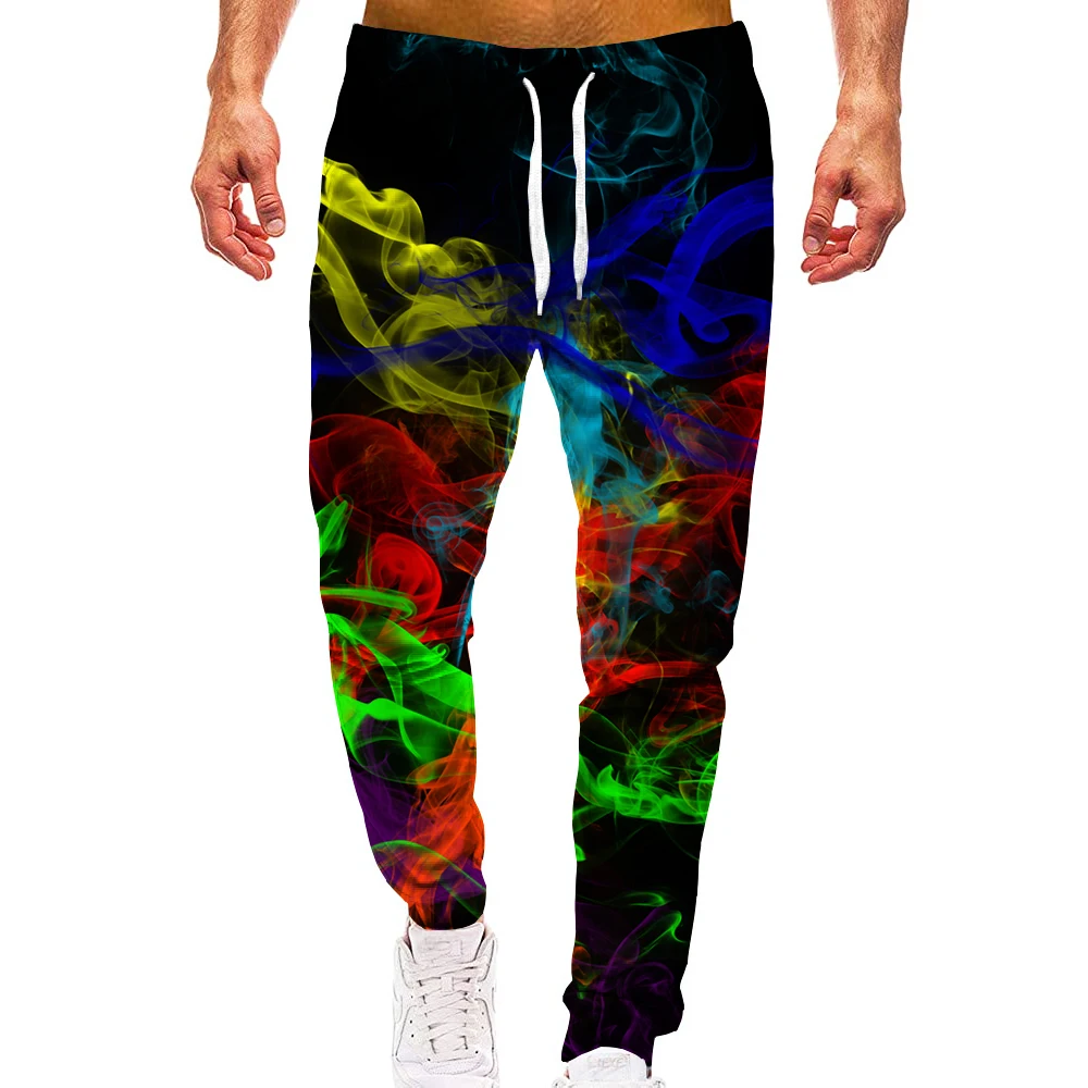 Regenboog Rook Losse Camo Track Gym Joggingbroek Mannen Hip Hop 3D Print Sport Jogger Casual Broek Trekkoord Joggingbroek Kleding