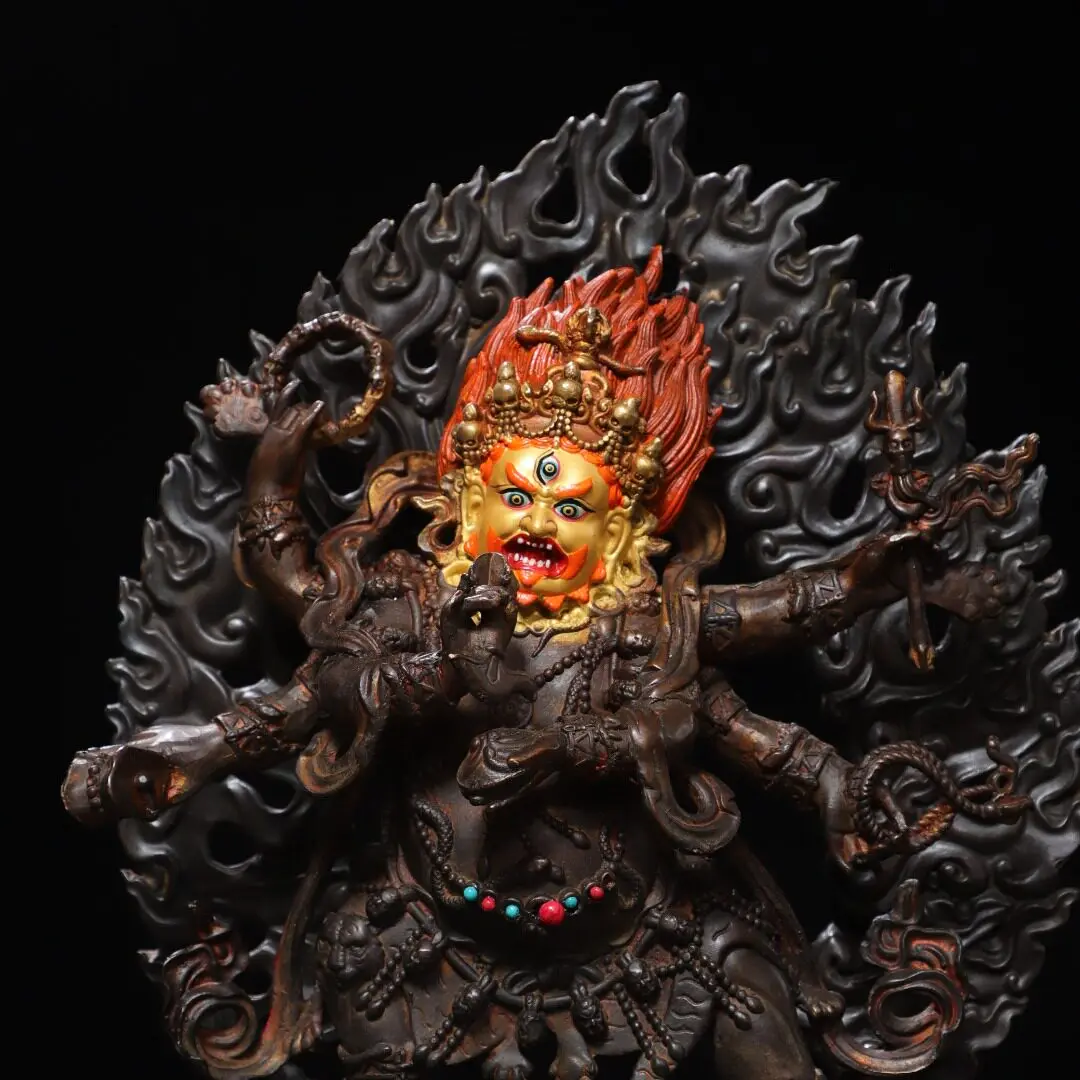 Copper Gold Plated Tibetan Tantric Six Arm Yamantaka Buddha Statue Home Decor Antique
