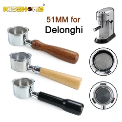 Coffee Bottomless Portafilter 51MM Naked Filter Basket For Delonghi Dedica EC680 EC685 Espresso Machine Accessories Barista Tool