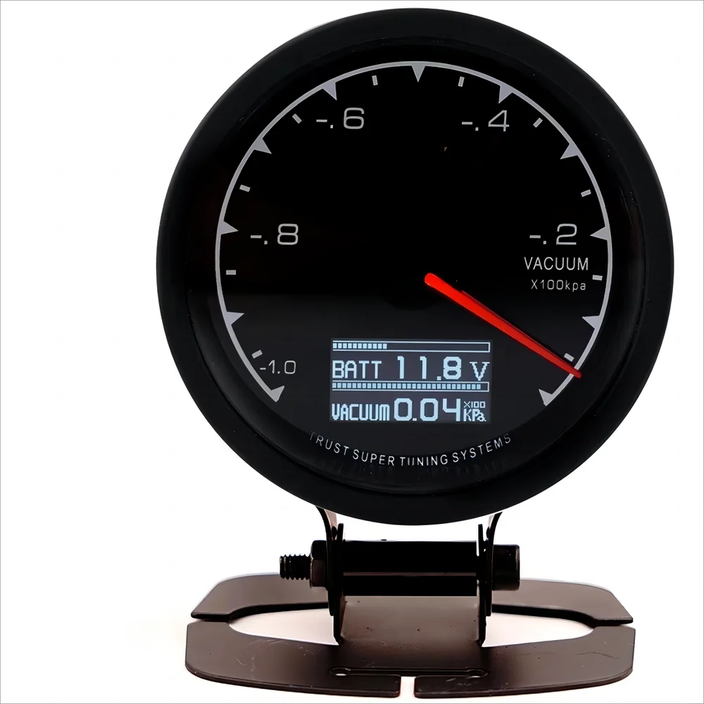 

2.5'' 60mm Universal Digital + Pointer Vacuum Gauge 7 Color LED Meter Black 12V