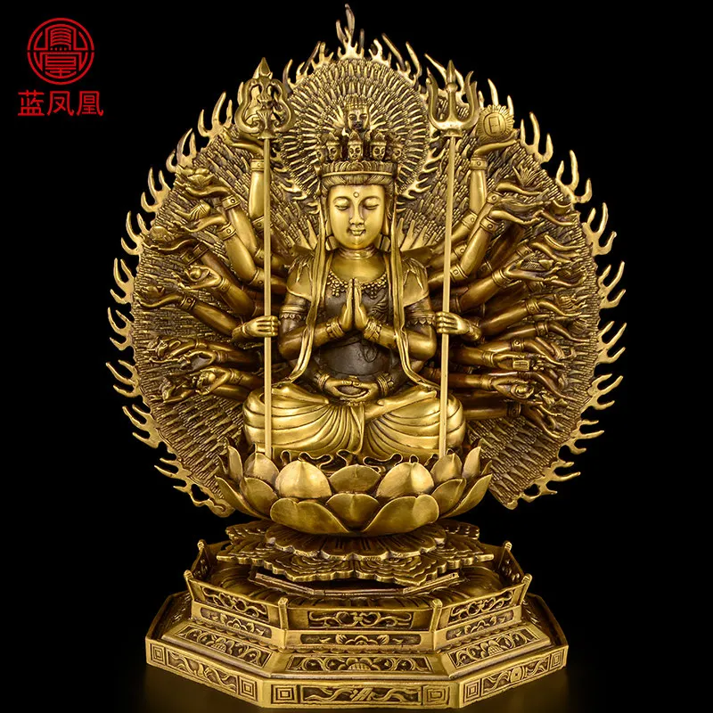 CX Household Devotion Guanyin Buddha Statue Ornament Thousand Eyes Guanyin Bodhisattva Bronze Statue