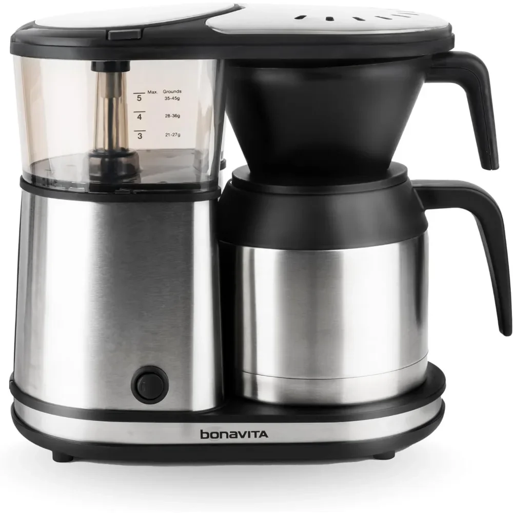 5-cup Drip Coffee Maker, One-touch Pour Brew, with Double-walled Thermos, 1100 Watts, BPA-free