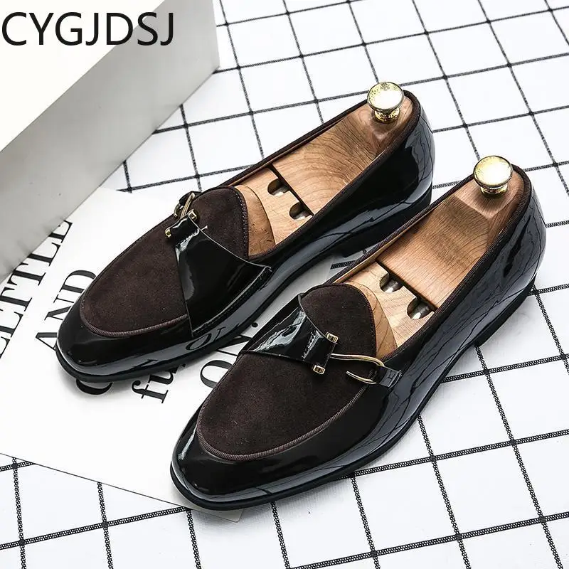 

Slip on Shoes Men Patent Leather Shoes for Men Casuales Penny Loafers Men Oxford Shoes Business Suit Office 2023 Chaussure Homme