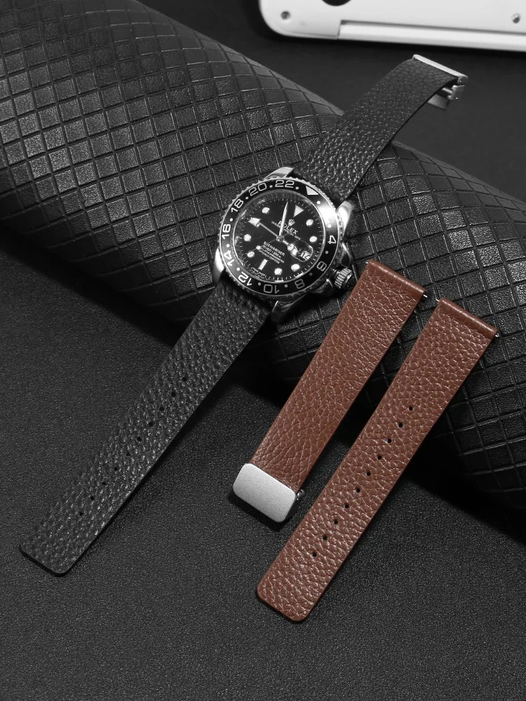 Ultra-soft Cowhide Quick-release Leather Watch Strap for C-a-s-i-o T-i-s-sot  S-eiko Men's and Women's Magnetic Buckle Bracelets