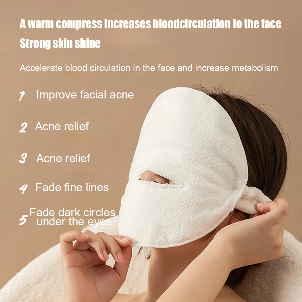 Reusable Hot & Cold Compress Mask - 100% Cotton Facial Steaming Towel for Opening Pores & Deep Cleansing, Home Spa Skin Care Pre
