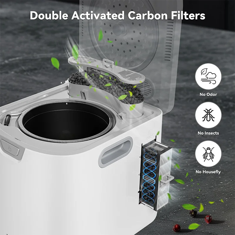 Smart Food Waste Disposal, 4L Kitchen Composter, Electric Garbage Processor, Dual Carbon Filter Odorless Quiet Operation