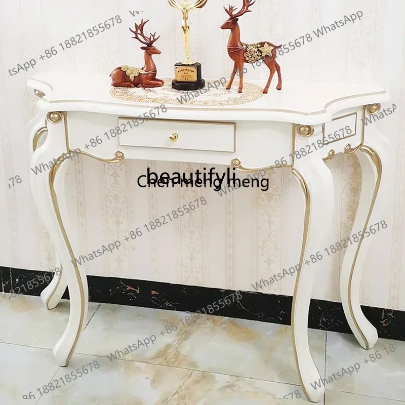 183 European-style porch cabinet entry table against the wall Modern simple semicircle, household corridor rack