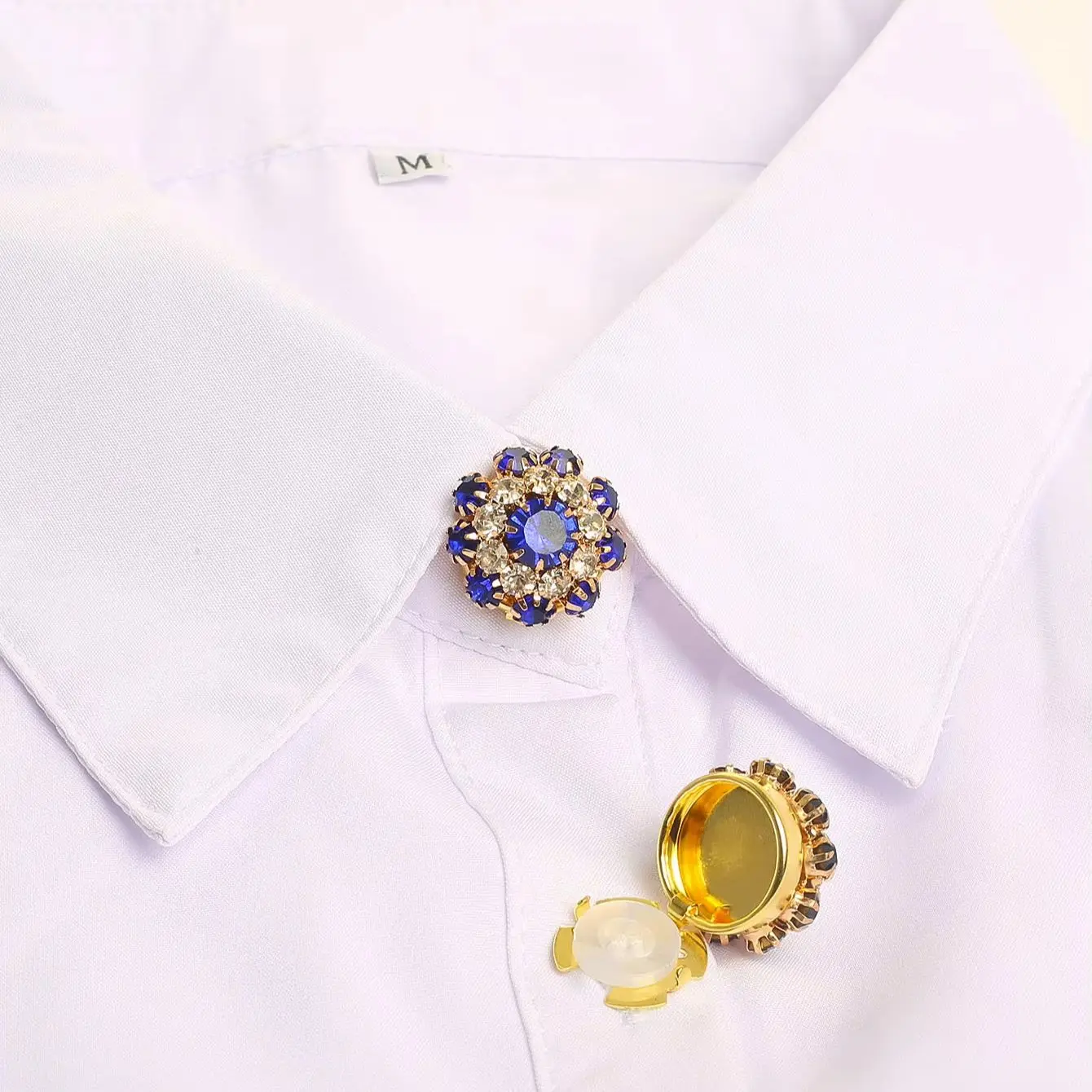 2pcs Luxury Rhinestone Button Covers Crystal Cufflinks Copper No-sew Clips on Buttons Sleeve Dress Tux Button Decoration Gift