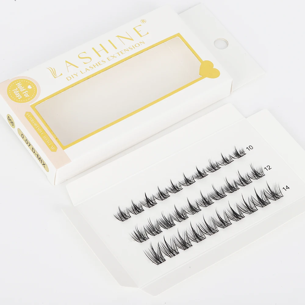 Lashine Cluster Lashes Fai da te Segmentato Naturale D Curl Individuale Daux Ciglia di visone Forniture per il trucco a casa
