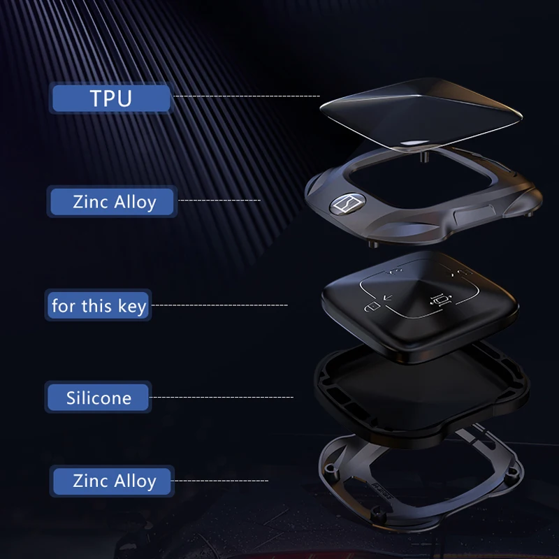 سبائك الزنك سيليكون حافظة مفاتيح السيارة ل Zeekr 7X 2025 المفاتيح غطاء للحماية عن بعد حقيبة قذيفة الإسكان حامل فوب الملحقات